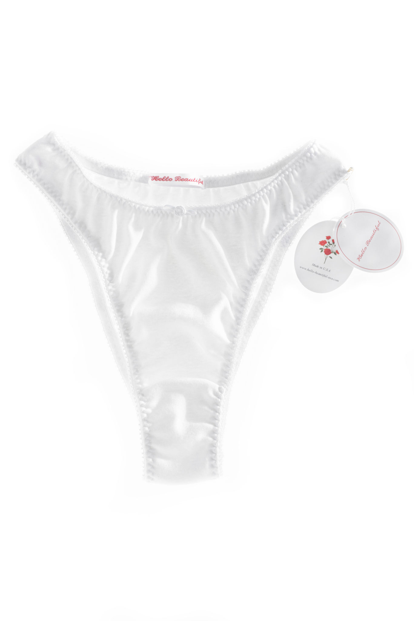 Women's White Satin Thongs